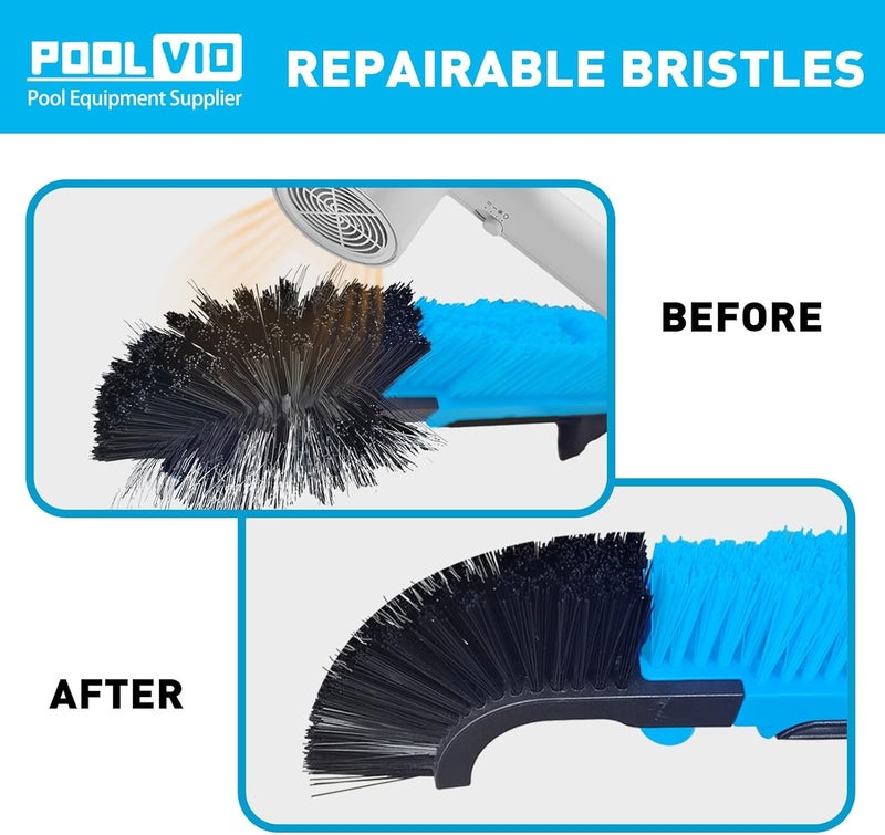 Poolvio 22" Extra-Wide Pool Brush Head, Heavy-Duty Pool Scrubber Brush with Detachable Corner Brush & Strong Nylon Bristles for Walls & Floors in Above-Ground and Inground Pools (Blue) - Image 5